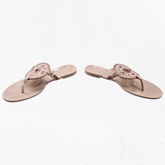 Jack Rogers Georgica Jelly Sandals Size 8 Blush Pink Rose Gold Thong Flip Flops - Picture 2 of 11